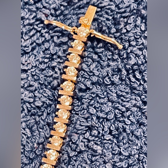 Crystal bracelet tennis reversible Silvertone inscribed 7 1/2" - Picture 3 of 8